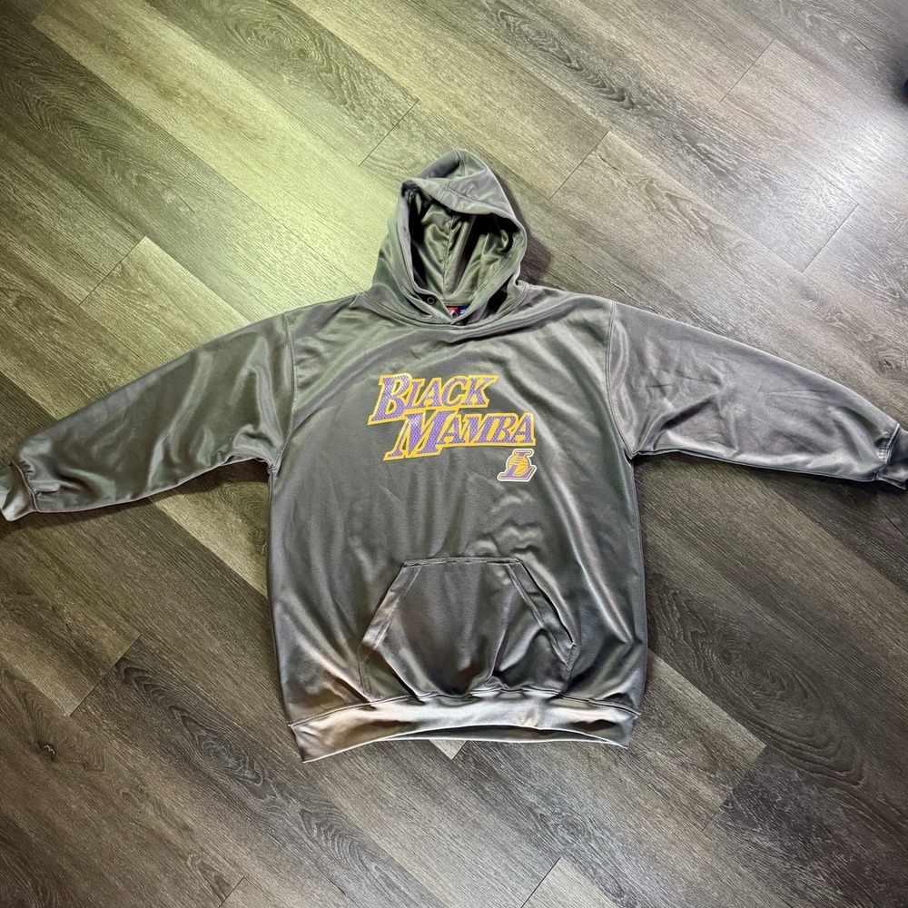 Kobe Bryant Hoodie Youth XL Sweatshirt Gray Black Mamba Lakers NBA Majestic